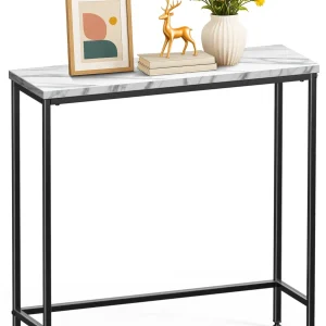 Console table style industriel en metal et MDF 75x24x75 cm Blanc